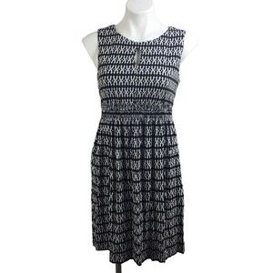 Soma Womens Dress Black White Print Sleeveless Keyhole Front Back Sz Medium
